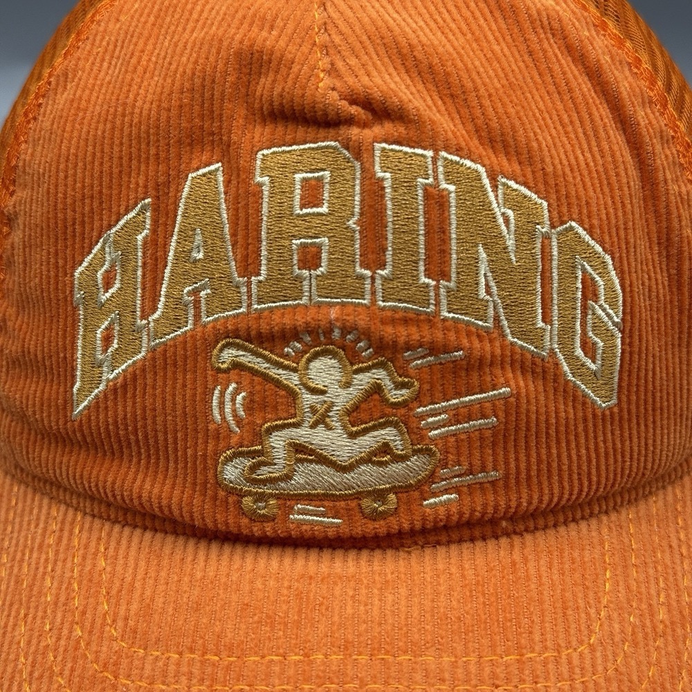 Keith Haring X Hat Cap Orange Mad Engine Corduroy Mesh Trucker Snapback‎ Mens - Picture 2 of 10